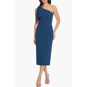 Dress The Population Tiffany Dress Large Elegant Peacock Blue One Shoulder Bow